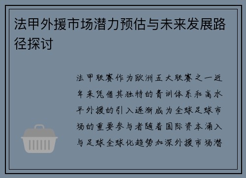 法甲外援市场潜力预估与未来发展路径探讨